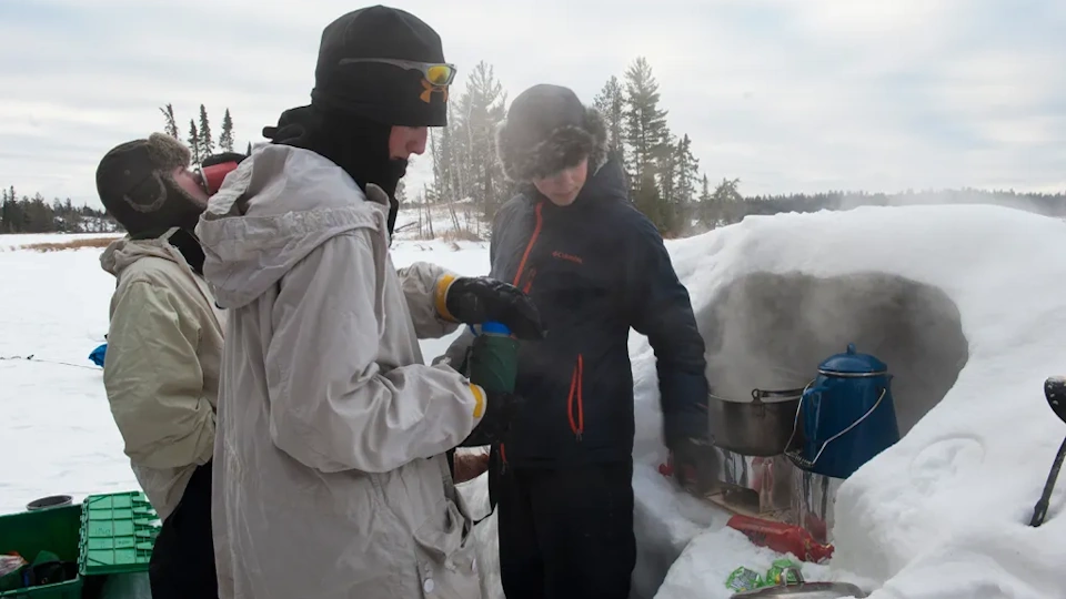 Winter camp cooking